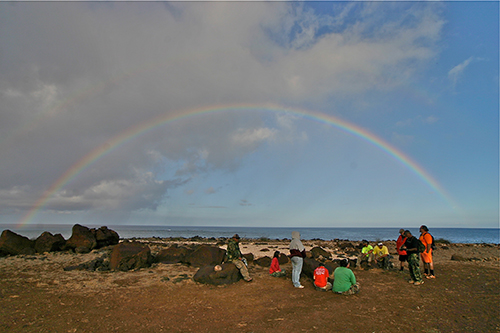 A rainbow appeared at a sacred point known as Kealaikahiki in June during our first film trip to the island. A rainbow appeared at a sacred point known as Kealaikahiki in June during our first film trip to the island. © 2010 Christopher McLeod